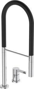 Baterie bucatarie cu pipa flexibila Ideal Standard Gusto 142 crom - negru semi-profesionala