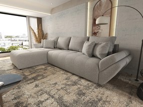 Colțar extensibil dumonde cu ladă de depozitare si sezut confortabil din spuma high-density, Berlin XL Euphoria Dove 350x185 cm