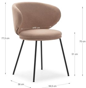 Set de scaune de sufragerie roz deschis 2 buc. tapițat Rush – Marckeric