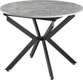 Masă extensibilă de dining, beton/neagră, 100x100-140x75 cm, ABERO TIP 1