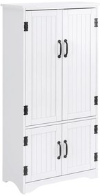 HOMCOM Bufet de bucătărie cămară de bucătărie contemporană multi-spații de depozitare 2 dulapuri 3 rafturi MDF panouri particule alb | Aosom Romania