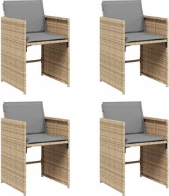 vidaXL Fotolii de grădină cu perne, 4 buc., bej combinat, poliratan