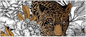 Tablou - Leopard între flori (120x50 cm)