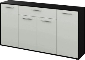 Comoda LUNIA, alb/negru/crom, 163x33x86 cm