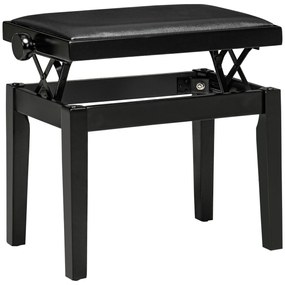 HOMCOM Banc de pian, scaun de pian, reglabil în înălțime, elegant și lucios, piele ecologică + lemn cauciuc, negru, 63 x 33 x 56 cm | Aosom Romania