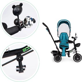 Triciclu triciclu trei roți scaun pivotant copertină verde-albastru