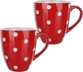 BANQUET Set căni din ceramică PUNCTE, roşii, 400 ml, 2 buc.