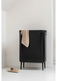 Cos de rufe Brabantia Bo 1004177, 2x45 L, Umplere fara deschidere, Orificii aerisire, Picioare reglabile, Negru