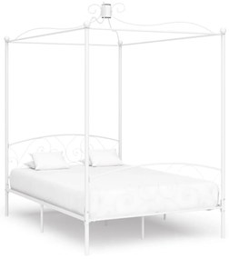 284471 vidaXL Cadru de pat cu baldachin, alb, 140 x 200 cm, metal