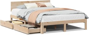 vidaXL Cadru de pat cu sertare, 120x190 cm, lemn masiv pin