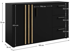Comodă TOLIS 2D3S, negru