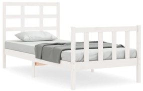 3192067 vidaXL Cadru de pat cu tăblie, alb, 90x190 cm, lemn masiv