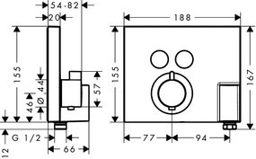 Baterie cada termostatata Hansgrohe ShowerSelect, agatatoare dus, montaj incastrat, crom - 15765000