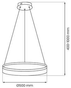 Lustră LED suspendată pe cablu GALA LED/25W/230V Ø 50 cm, argintie