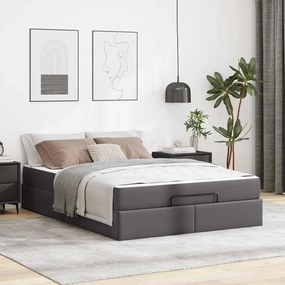 vidaXL Cadru de pat cu saltea Gri 140 x 190 cm Piele artificială