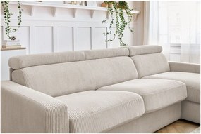 Colțar crem extensibil cu tapițerie din catifea reiată (cu colț variabil) Monaco – Bobochic Paris