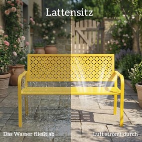 Outsunny Bancă de grădină 2 locuri metalică rezistentă la intemperii Bancă pentru exterior cu spătar rezistent la rugină, geometrică până la 240 kg | Aosom Romania