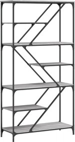 vidaXL Raft de cărți gri sonoma 91x36x176 cm lemn prelucrat și oțel