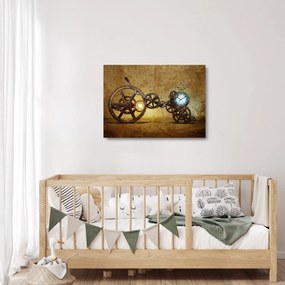 Tablou pe sticlă cu aparatele istorice ale ceasurilor (70x50 cm)