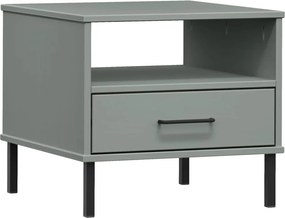 vidaXL Noptieră cu picioare metalice „OSLO”, gri, lemn masiv pin