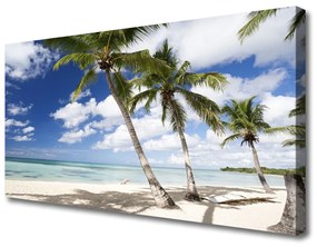 Tablou pe panza canvas Sea Palm Beach Peisaj Copaci Albastru Maro Verde