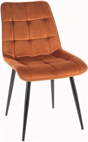 Scaun CHIC, caramiziu/negru, stofa catifelata/metal, 50x58x88 cm