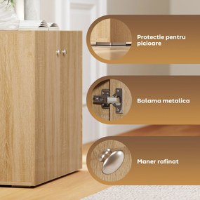 Dulapior Multifunctional cu 2 Usi din Lemn, Manere din Aluminiu, picioare anti-zgariere 70x39x70cm HOMCOM | Aosom Romania