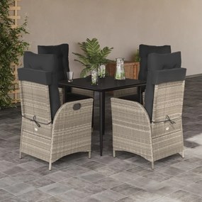 3213276 vidaXL Set mobilier de grădină cu perne, 5 piese gri deschis poliratan