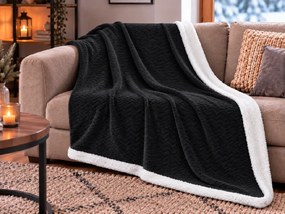 Patura imitatie de miel VELVORA, neagra Dimensiune: 150 x 200 cm
