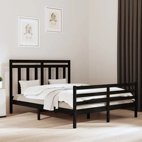 3105329 vidaXL Cadru de pat, negru, 160x200 cm, lemn masiv