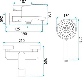 Baterie de cadă PREMIUM REA Vision Chrome