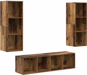 vidaXL Set comodă TV Pe perete 3 pcs Lemn Vechi Lemn compozit