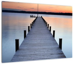 Tablou pe sticlă - Ponton de la Lacul Starnberger, Bavaria, Germania (70x50 cm)