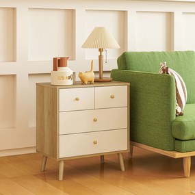 HOMCOM Cofraj cu 4 Sertare cu Finisaj Elegant și Capacitate Mare de Depozitare 60x35x65 cm Stejar și Alb | Aosom Romania