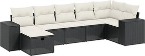 vidaXL Set canapele de grădină cu perne, 7 piese, negru, poliratan