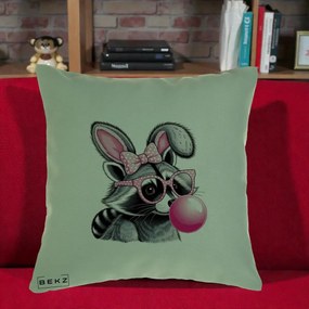 Perna Decorativa Raton cu Urechi de Iepure si Guma de Mestecat, 40x40 cm, Verde, Husa Detasabila, Perna Inclusa, BEKZ®
