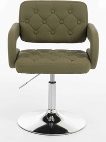 HR8403N Scaun Khaki Piele Ecologica Premium Soft cu Bază Cromata