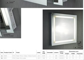 Dulapior cu oglinda cu iluminat LED pentru baie IP44 Bathroom 6560 SRT