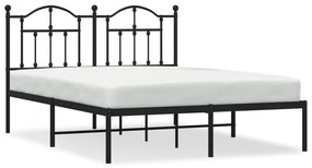 353440 vidaXL Cadru de pat metalic cu tăblie, negru, 140x200 cm