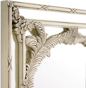 Oglinda design LUX din lemn de mahon sculptat manual Le Royal, alb antic