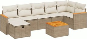 vidaXL Set canapele de grădină, 8 piese, cu perne, bej, poliratan