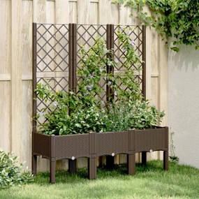 Jardinieră de grădină cu spalier, maro, 120x40x142 cm, PP