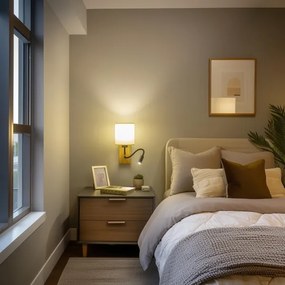 Lampă LED flexibilă de perete Brilagi NUBILA WOOD 1xE27/25W/230V + LED/3W stejar/negru/crem