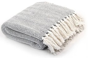 vidaXL Pătură decorativă model spic, bumbac, 160 x 210 cm, gri