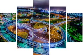 Tablou panorama orașului nocturn (150x105 cm)