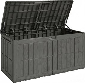 Outsunny Cufăr Exterior Capacitate 440 L din Rășină Rezistentă la Apă și Razele UV cu Capac Blocabil Bare cu Gaz Cafeniu | Aosom Romania