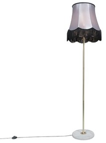 Lampă de podea din alamă cu abajur Granny negru-gri 45 cm - Kaso