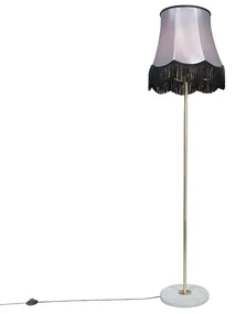Lampă de podea din alamă cu abajur Granny negru-gri 45 cm - Kaso
