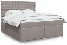 vidaXL Pat box spring cu saltea, gri taupe, 200x200 cm, textil