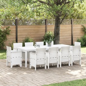 vidaXL Set Masă Grădină 11 pcs Alb 250 x 100 x 73 cm